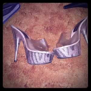 Pink Zebra Glitter Heels